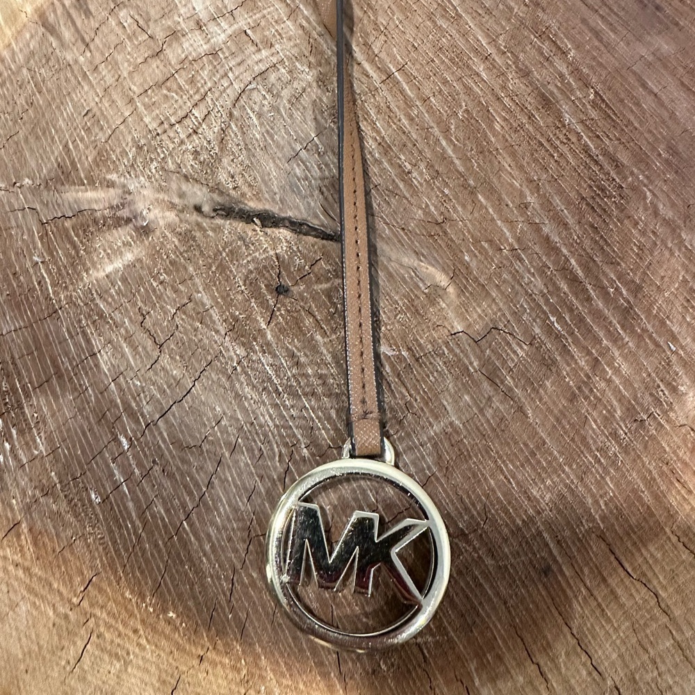 Michael Kors Gold Logo Bag charm with Brown Strap - Picture 1 of 4